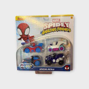 Marvel Spidey and His Amazing Friends – Amazing Metals 4‑Pack Die‑Cast Vehicles